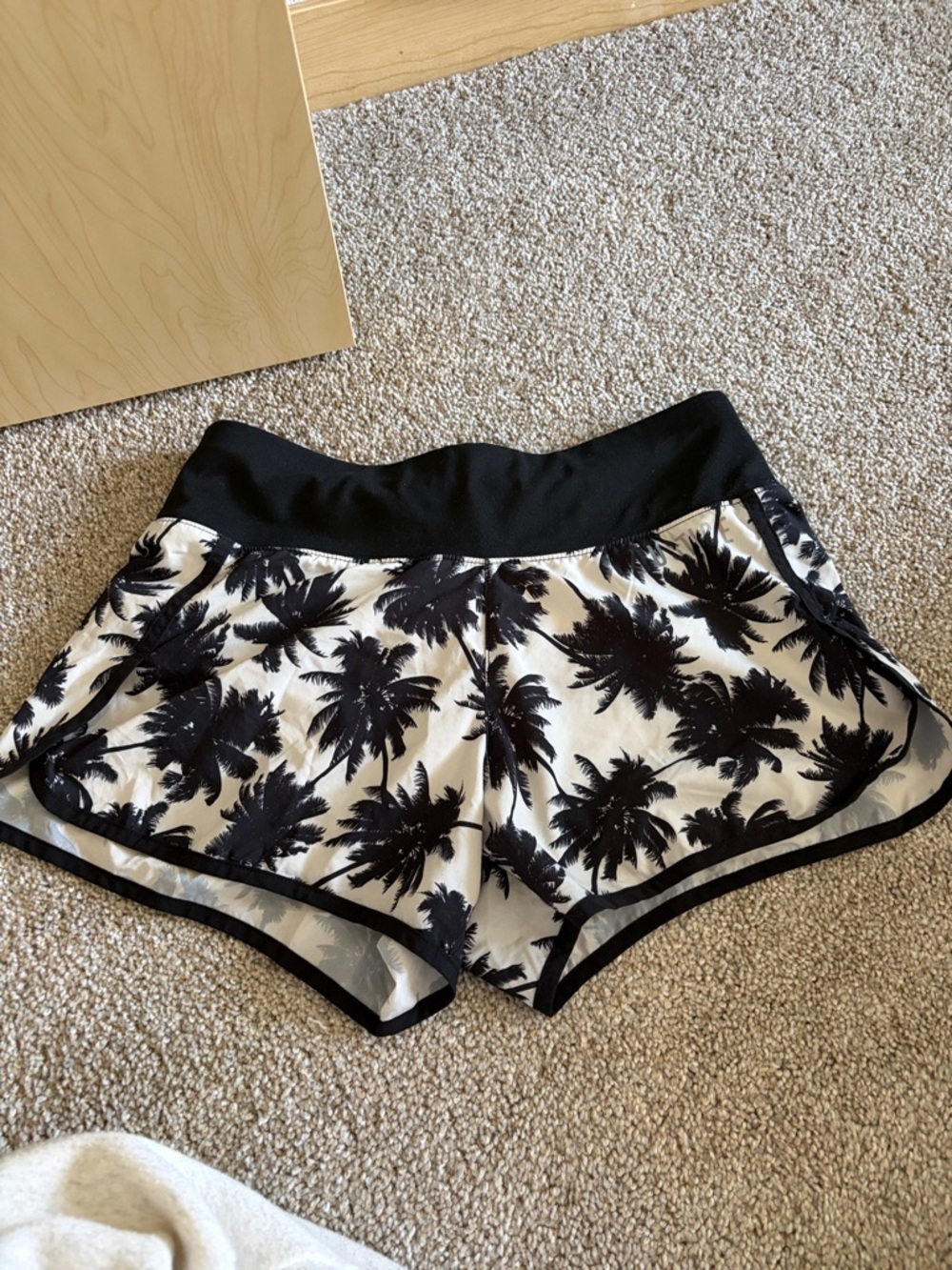 Justice Black and White Palm-Print Athletic Shorts